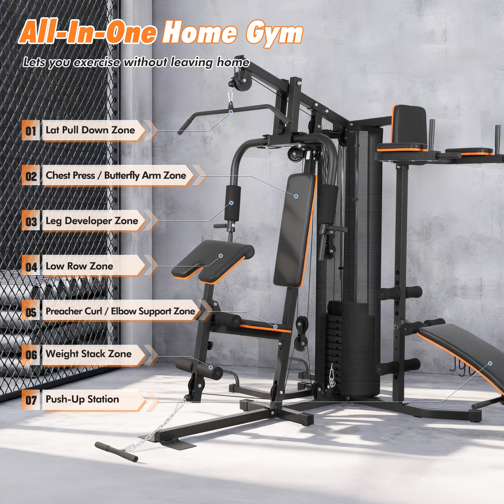 Naipo Home Gym Station with Multifunctional All In One Home Gym 300 LBS Weight Capacity Sturdy Stable Structure Clear Assembly Guide for Beginner Users - NAIPO