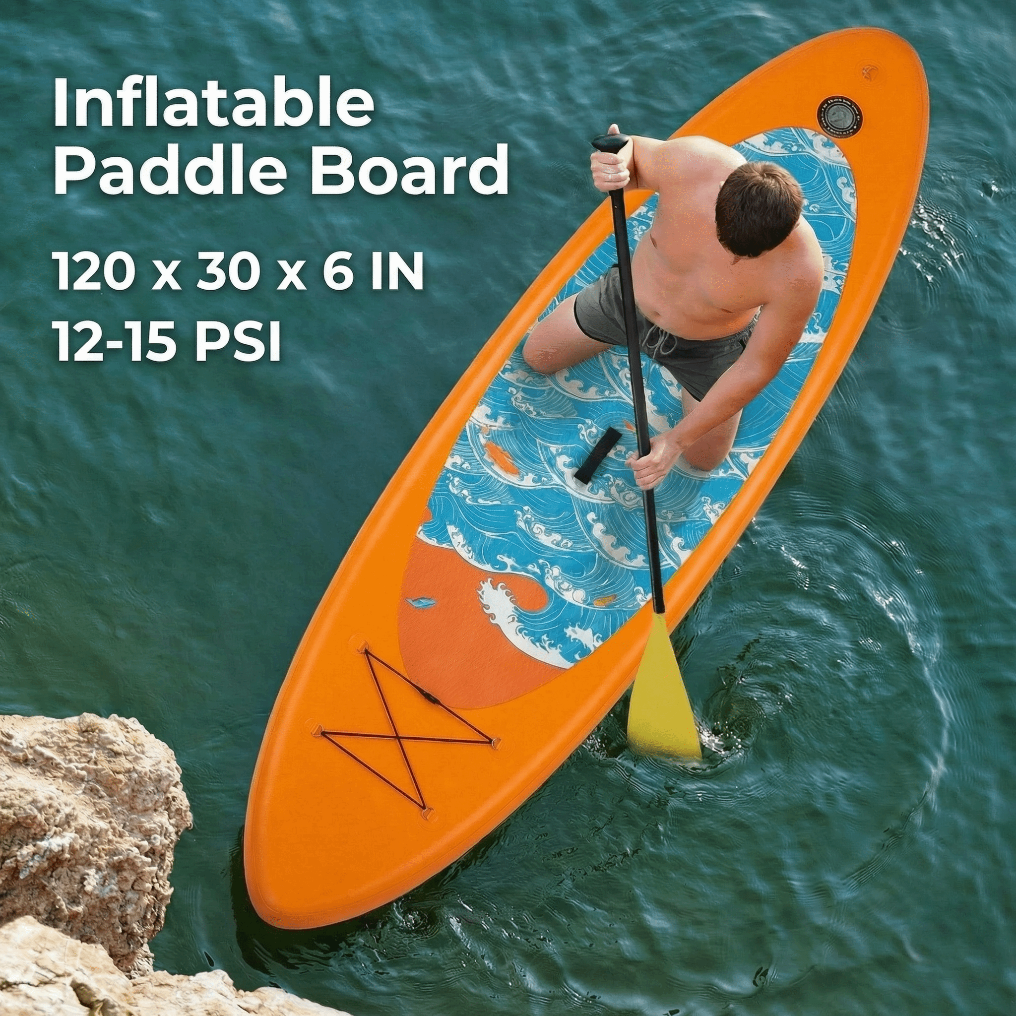 Naipo Inflatable Paddle Board 10ft Surf Orange Stand Up Paddle Board Full SUP Accessories 6in Thick 330 lbs Capacity for All Skill Levels - NAIPO
