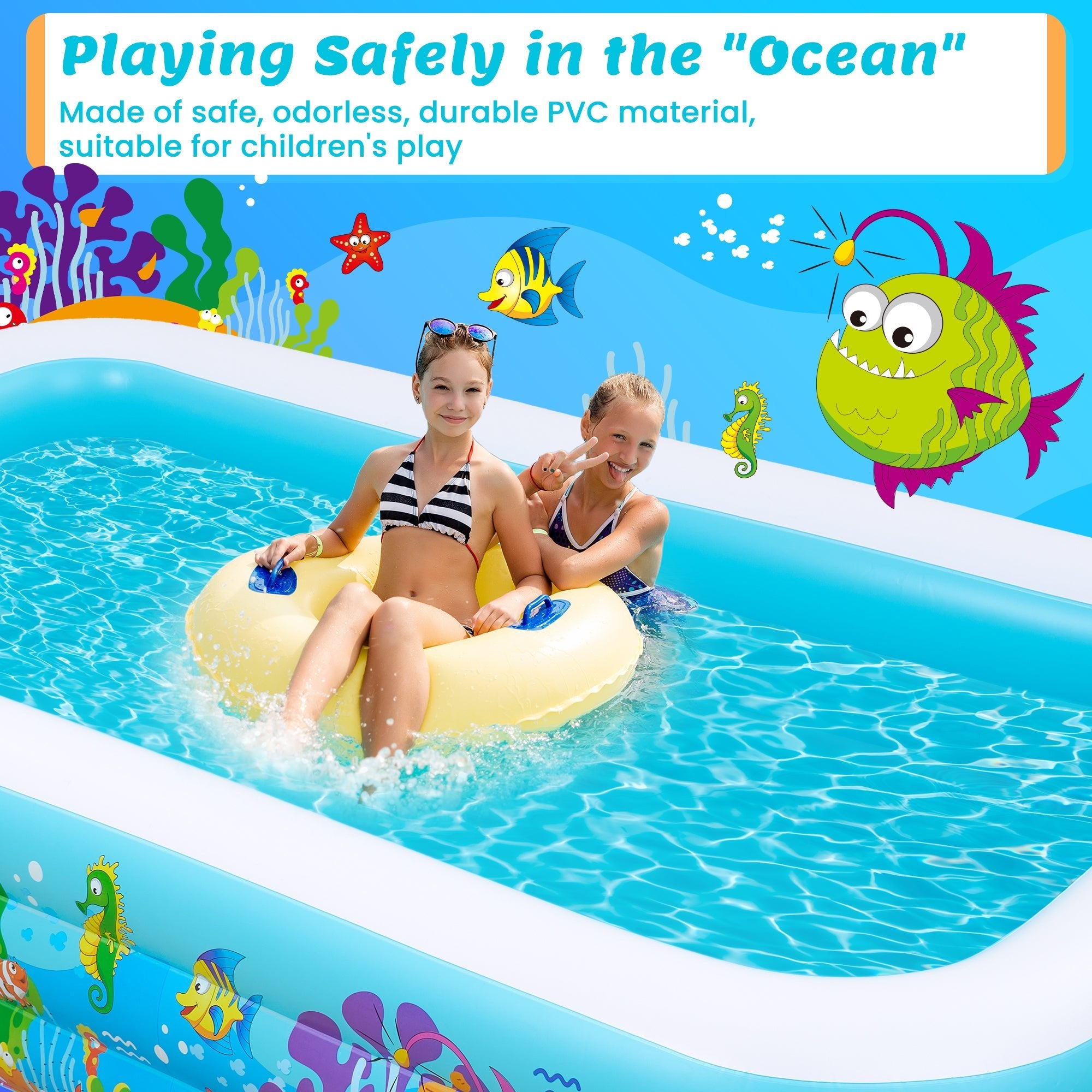 Naipo Inflatable Swimming Pool 120"x72"x22" Blow up Pool , Full - Sized Above Ground Family Pool, Summer Water Party, Backyard, Outdoor Beach Garden Lawn - NAIPO