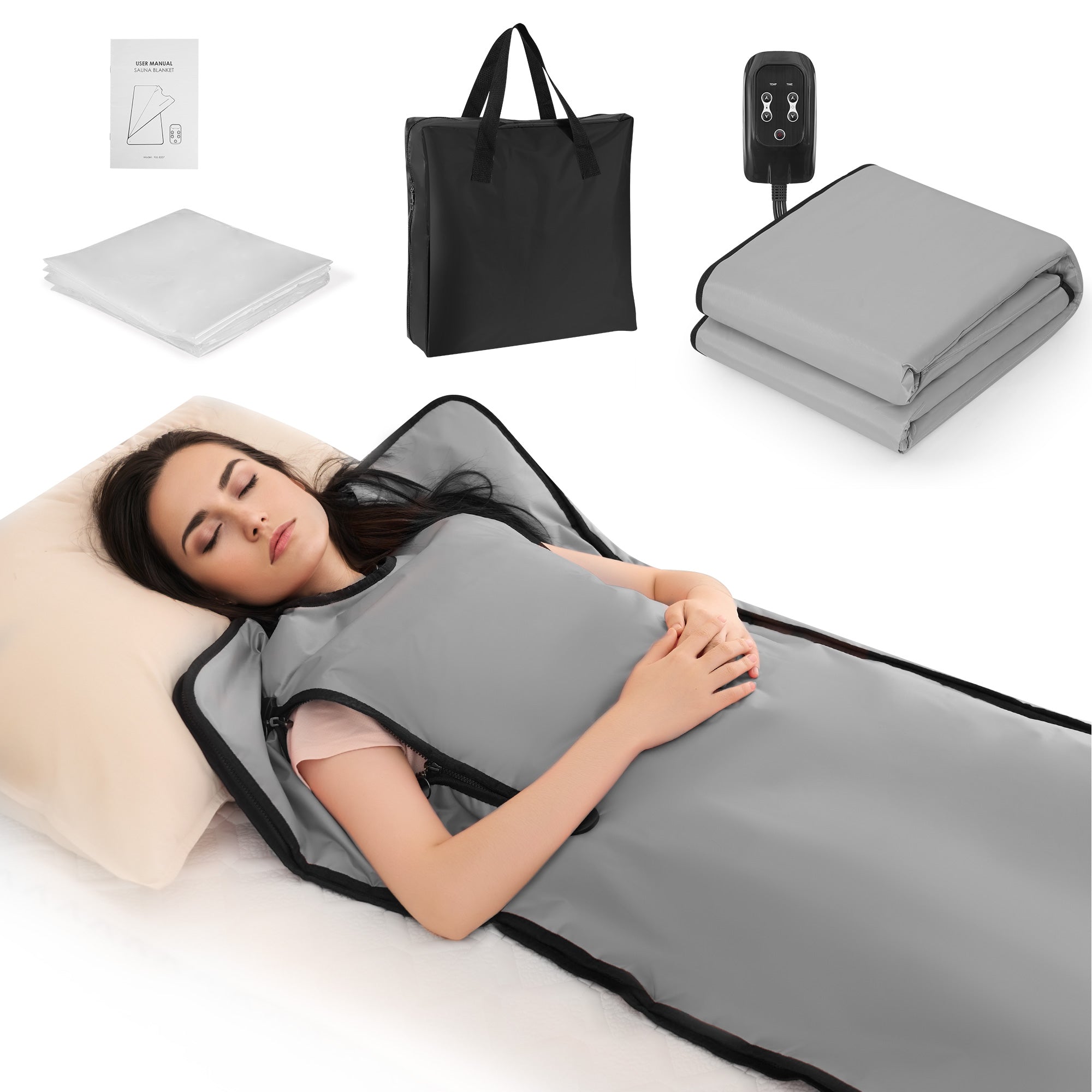 Naipo Infrared Sauna Blanket for Detoxification & Relaxation, Portable Far Infrared Sauna to Relax and Rejuvenate Your Body and Mind, Perfect for Home Sauna Therapy, Grey - NAIPO