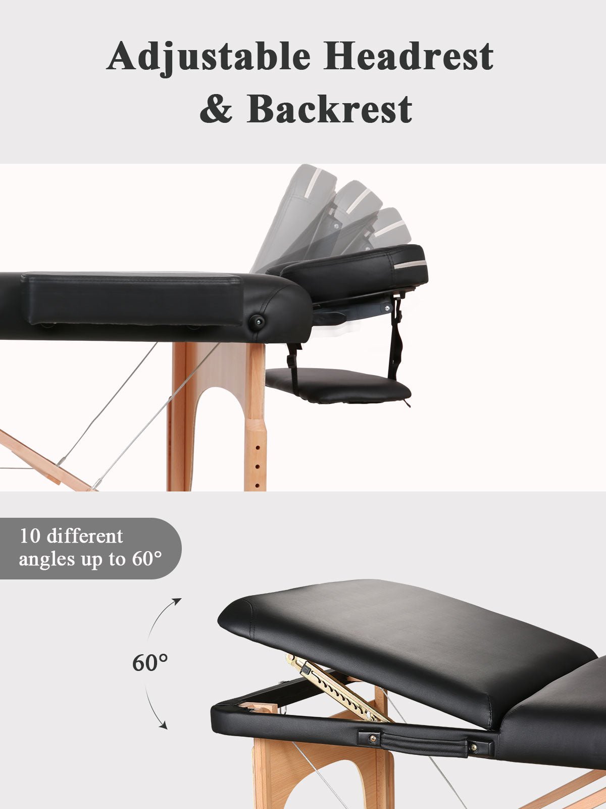Naipo MGBC - 302 Three - fold portable Massage Table with Wooden Feet - NAIPO