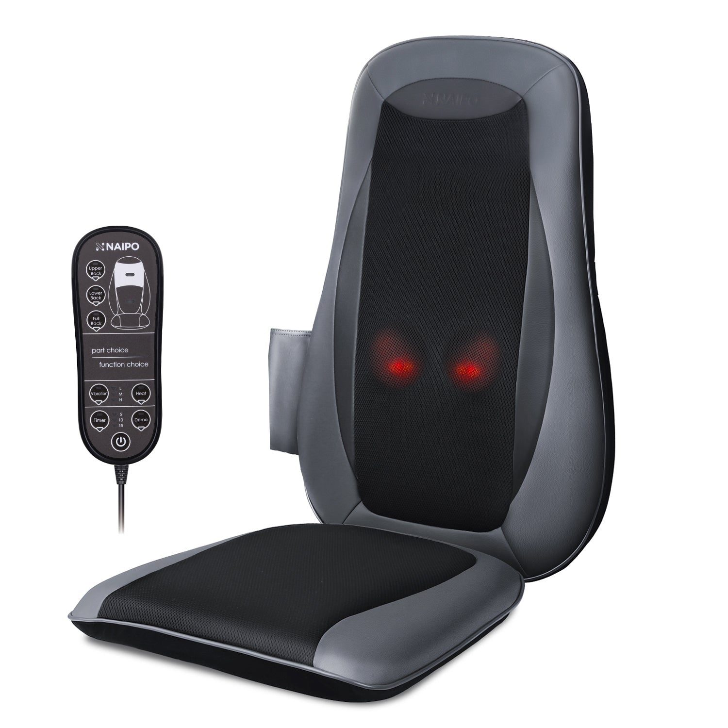 Naipo MGBK - 2606H Shiatsu Back Massager with Heat, Deep Kneading, Rolling and Vibration - NAIPO