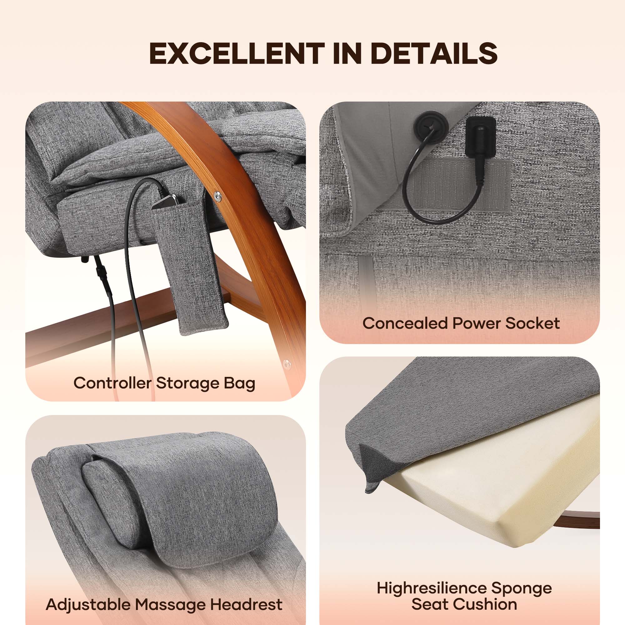 NAIPO MGC - 2300P Rocking Wooden Massage Chair - NAIPO