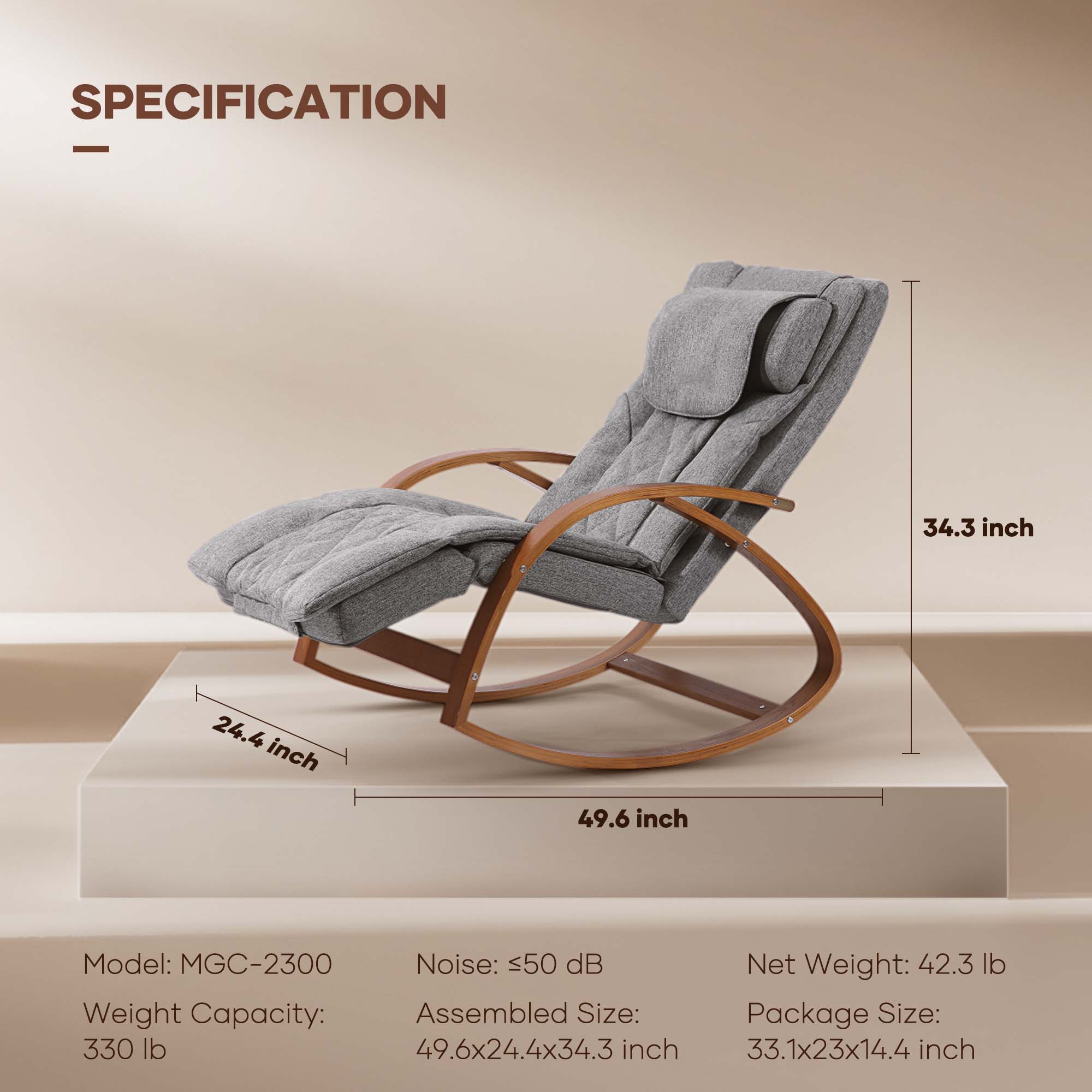 NAIPO MGC - 2300P Rocking Wooden Massage Chair - NAIPO