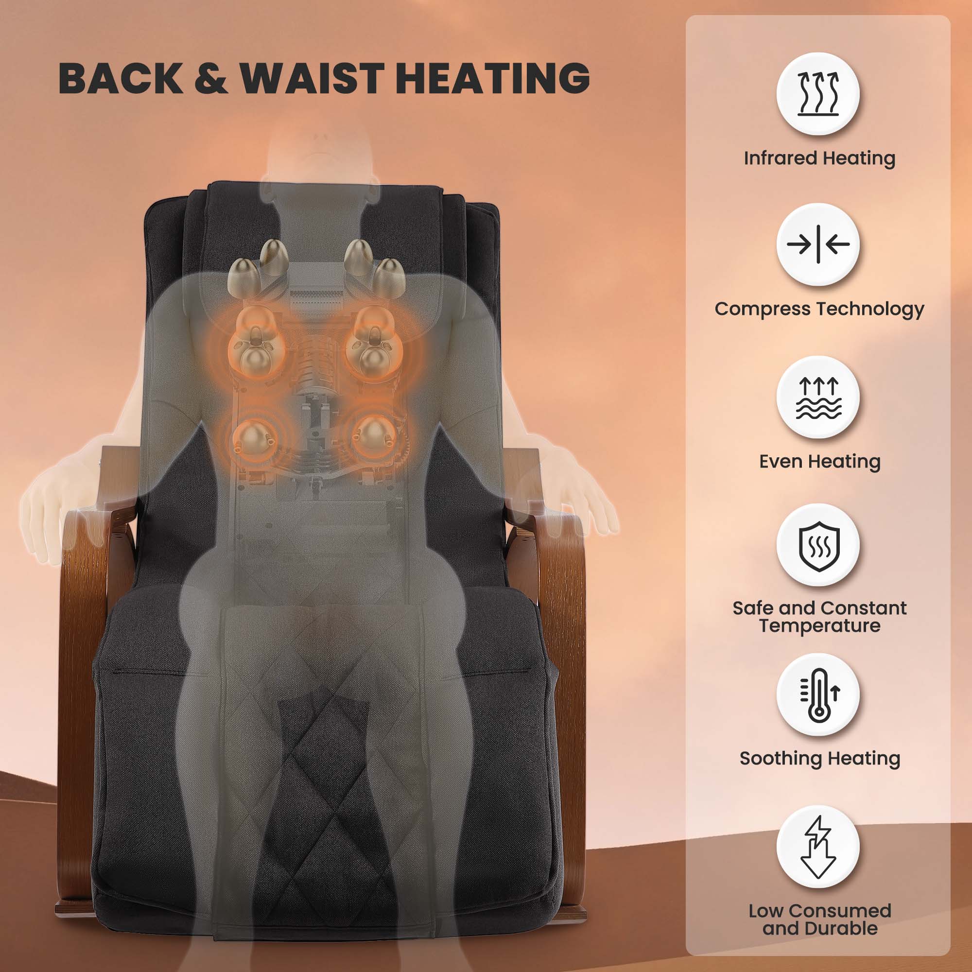 NAIPO MGC - 2300P Rocking Wooden Massage Chair - NAIPO