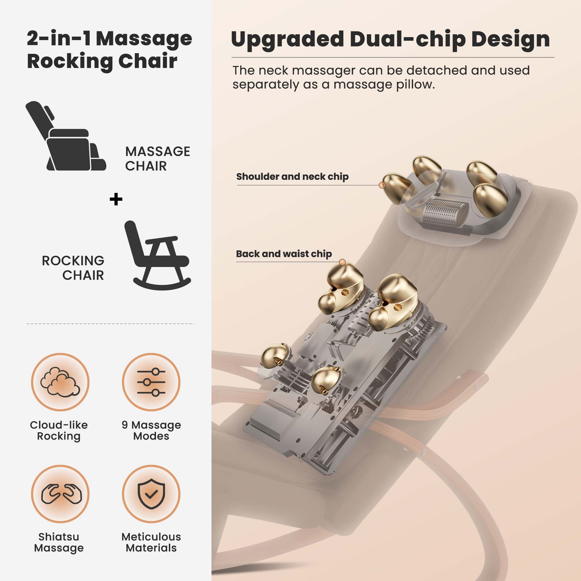 NAIPO MGC - 2300P Rocking Wooden Massage Chair - NAIPO