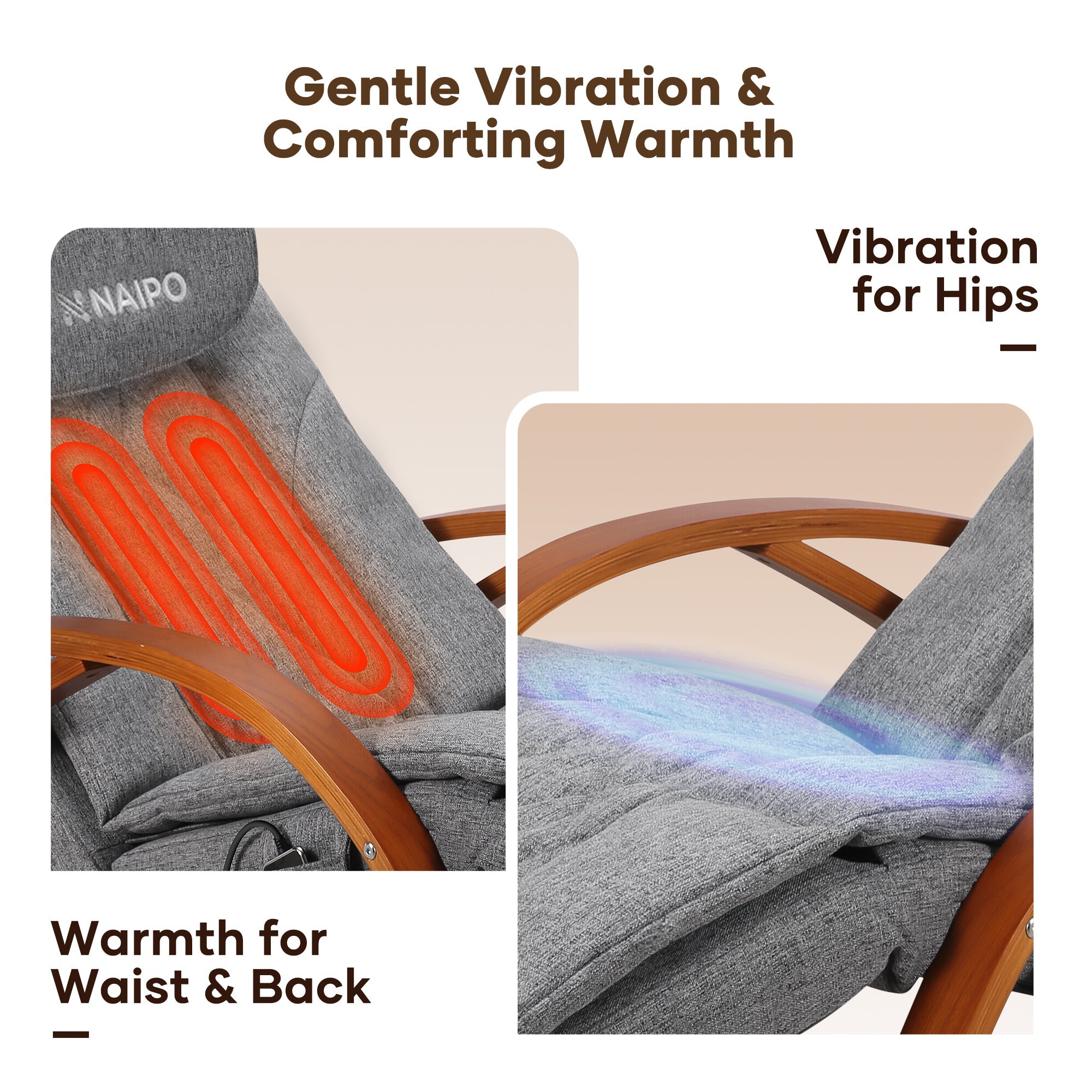 NAIPO MGC - 2300P Rocking Wooden Massage Chair - Christmas Gift for Him/Her - NAIPO