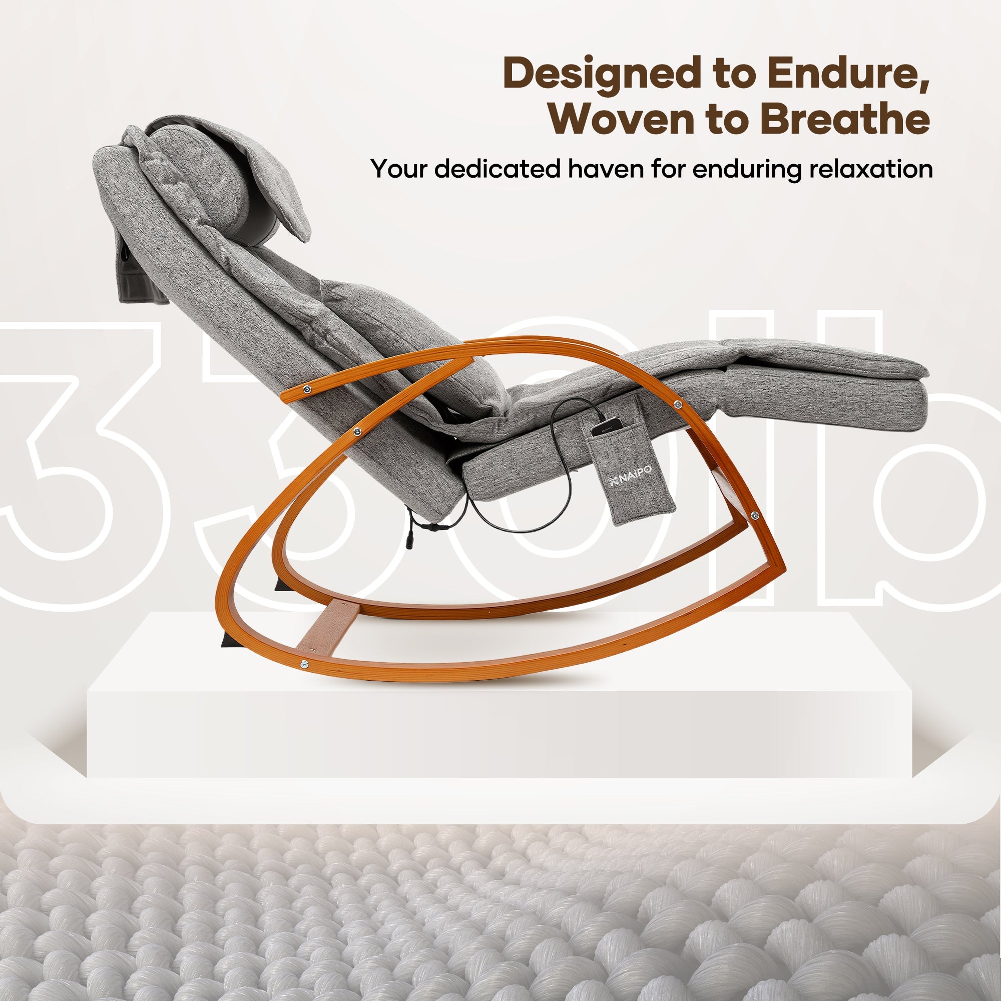 NAIPO MGC - 2300P Rocking Wooden Massage Chair - Christmas Gift for Him/Her - NAIPO