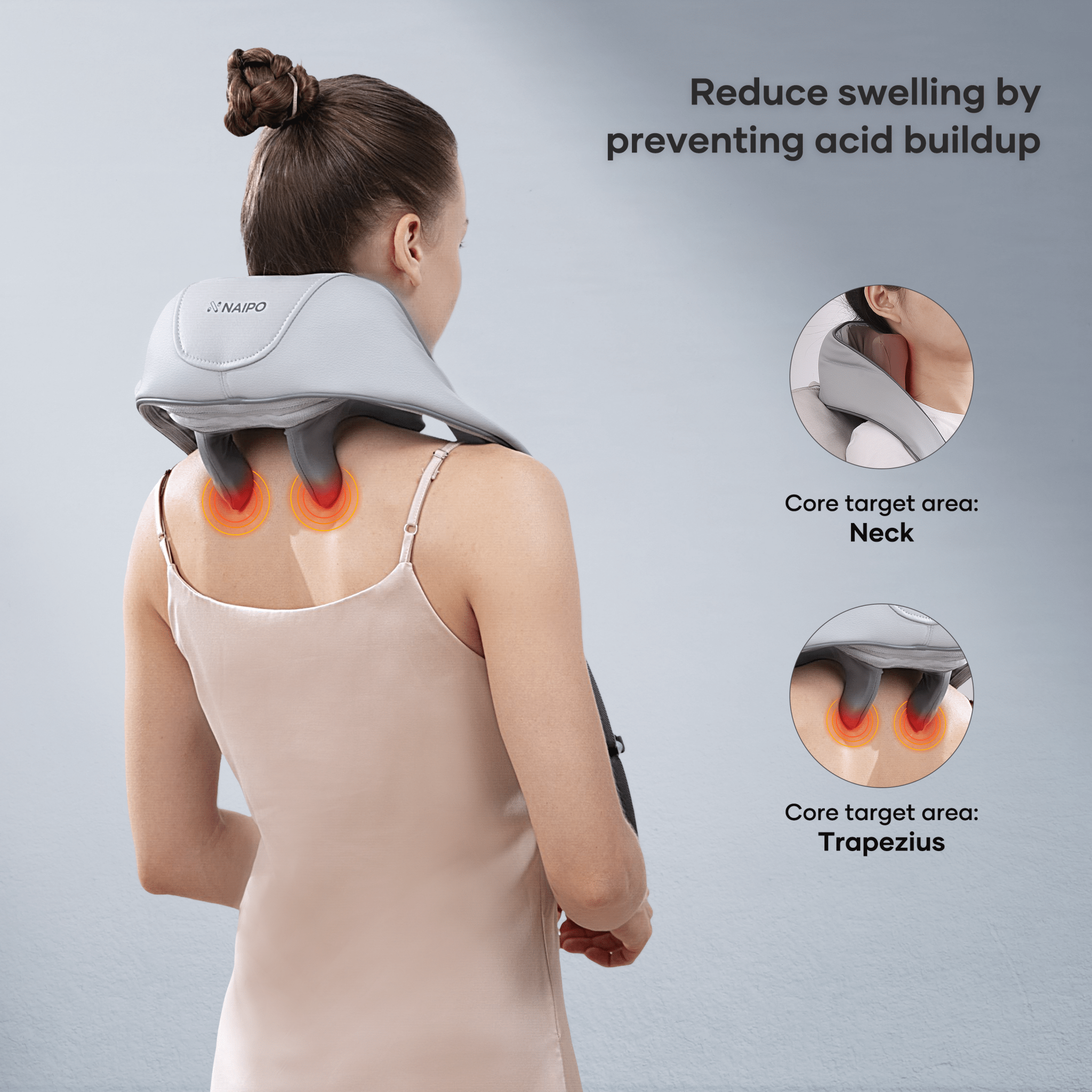NAIPO MGS - 2301(oFree) Shoulder Massager with Heat and Adjustable Straps Grey - NAIPO