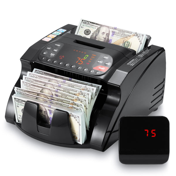 Naipo Money Counter Machine Automatic Advanced Counterfeit Detection Bill Counter, Dollar, Euro UV/MG/IR Cash Identifiable Counterfeit 1000 Bills Per Min, Black