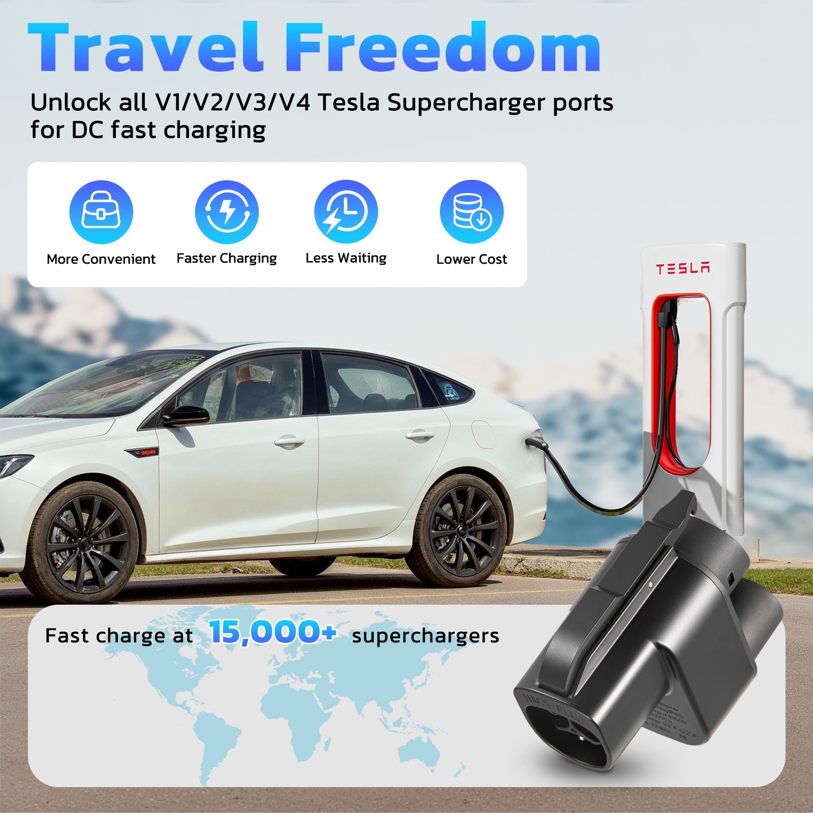 Naipo NACS to CCS Electric Vehicle Adapter, Max 500A 1000V, Compatible with Tesla Superchargers, Fast Charge CCS1 EVs with Ford, Rivian, GM, Volvo, Polestar EVs, Fast Charge CCS1 EV - NAIPO