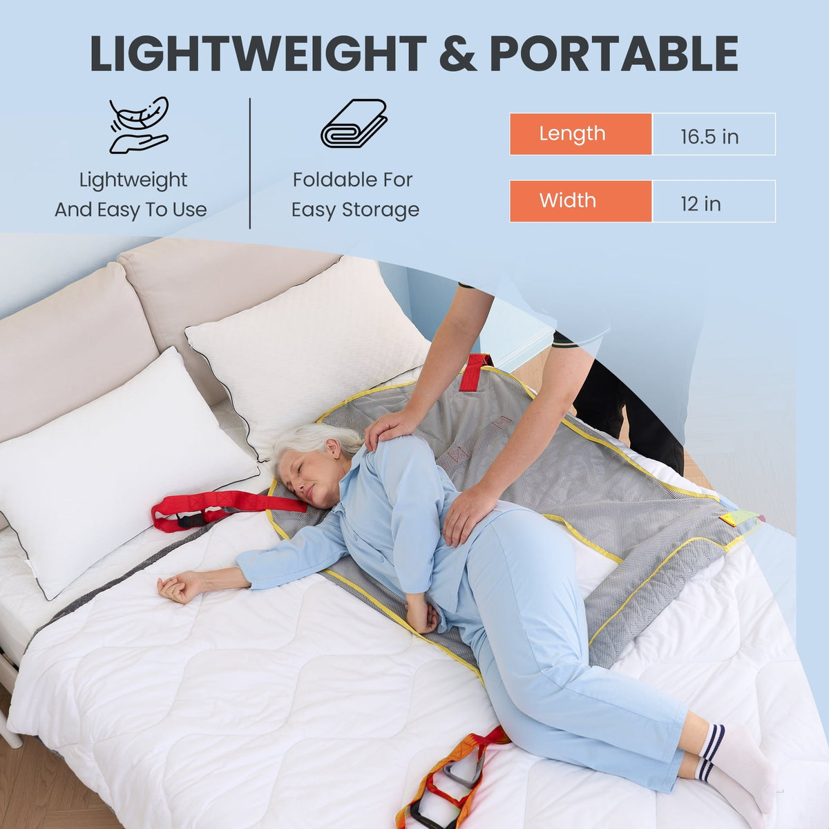 Naipo Patient Lift Sling with Commode Opening, 50"L x 37" Full Body Mesh Secure Bath & Toilet Support Sling for Elderly & Disabled Bed Positioning, 510lbs Weight Capacity - NAIPO