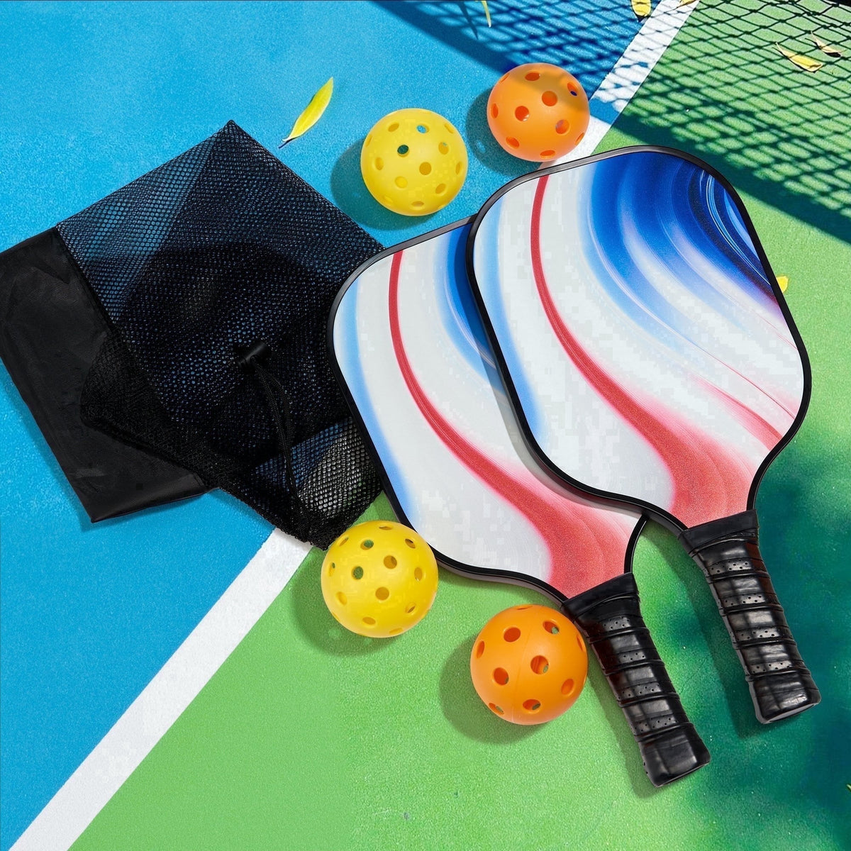 Transform Pickle Racket Naipo Pickleball Paddles Set with 2 Portable Pickle Ball Rackets Fiber