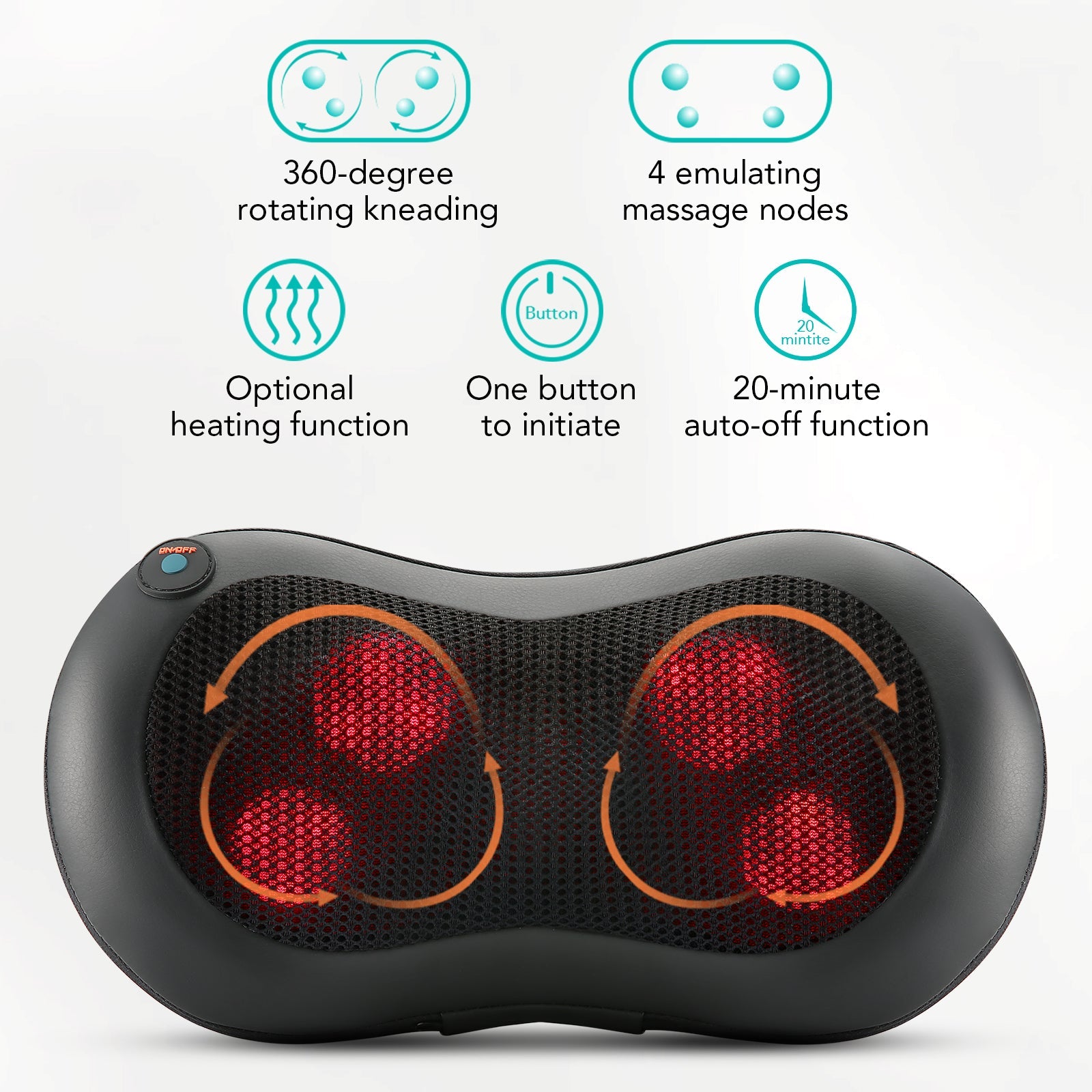 Naipo Pillow Massager MGP-129G with Heat for Back and Neck