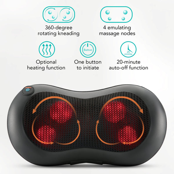 Naipo Pillow Massager MGP-129G with Heat for Back and Neck