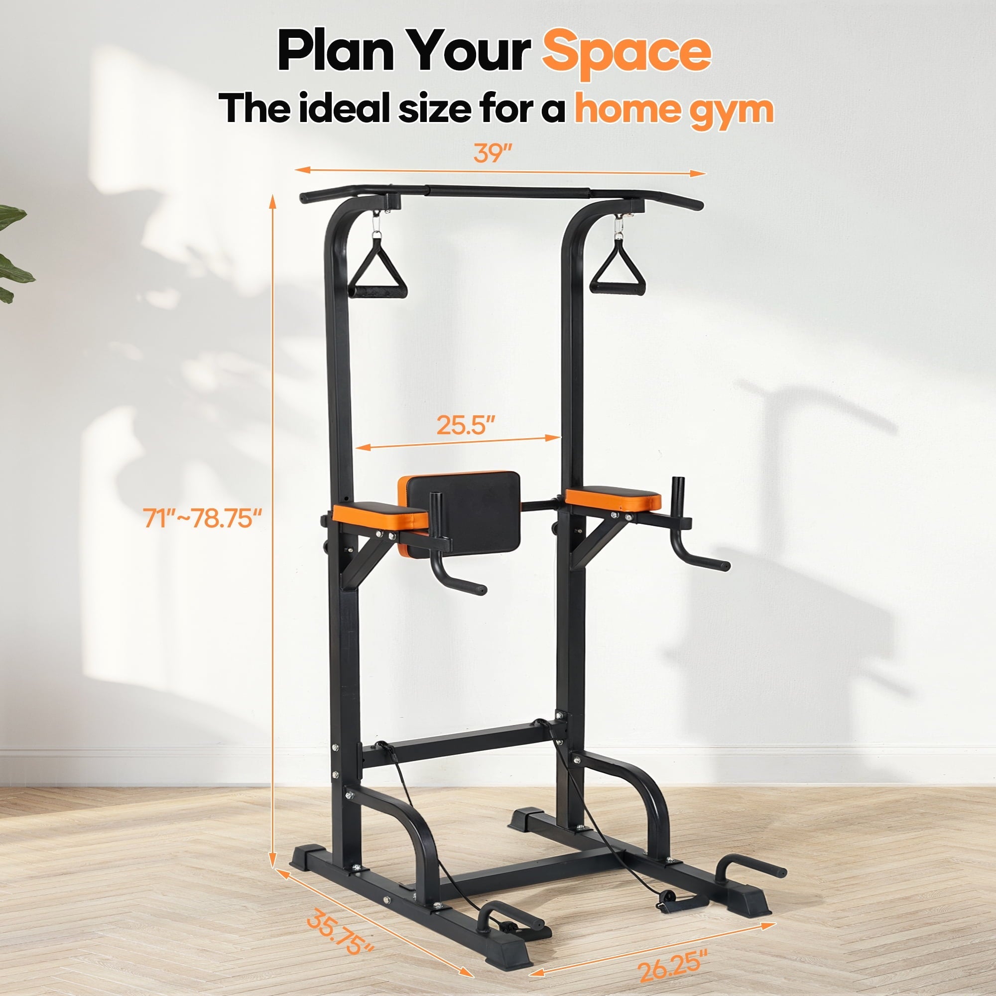 Naipo Power Tower for Home Gym 450LBS 6 Height Levels Adjustable Pull Up Bar Multifunctional Pull Up Dip Station Compact Full Body Workout Equipment - NAIPO