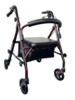 Naipo Rollator Walker with Seat, Steel Folding Rolling Medical Walker with 6 Inch Wheels, Supports up to 350 lbs, Burgundy Frame - NAIPO