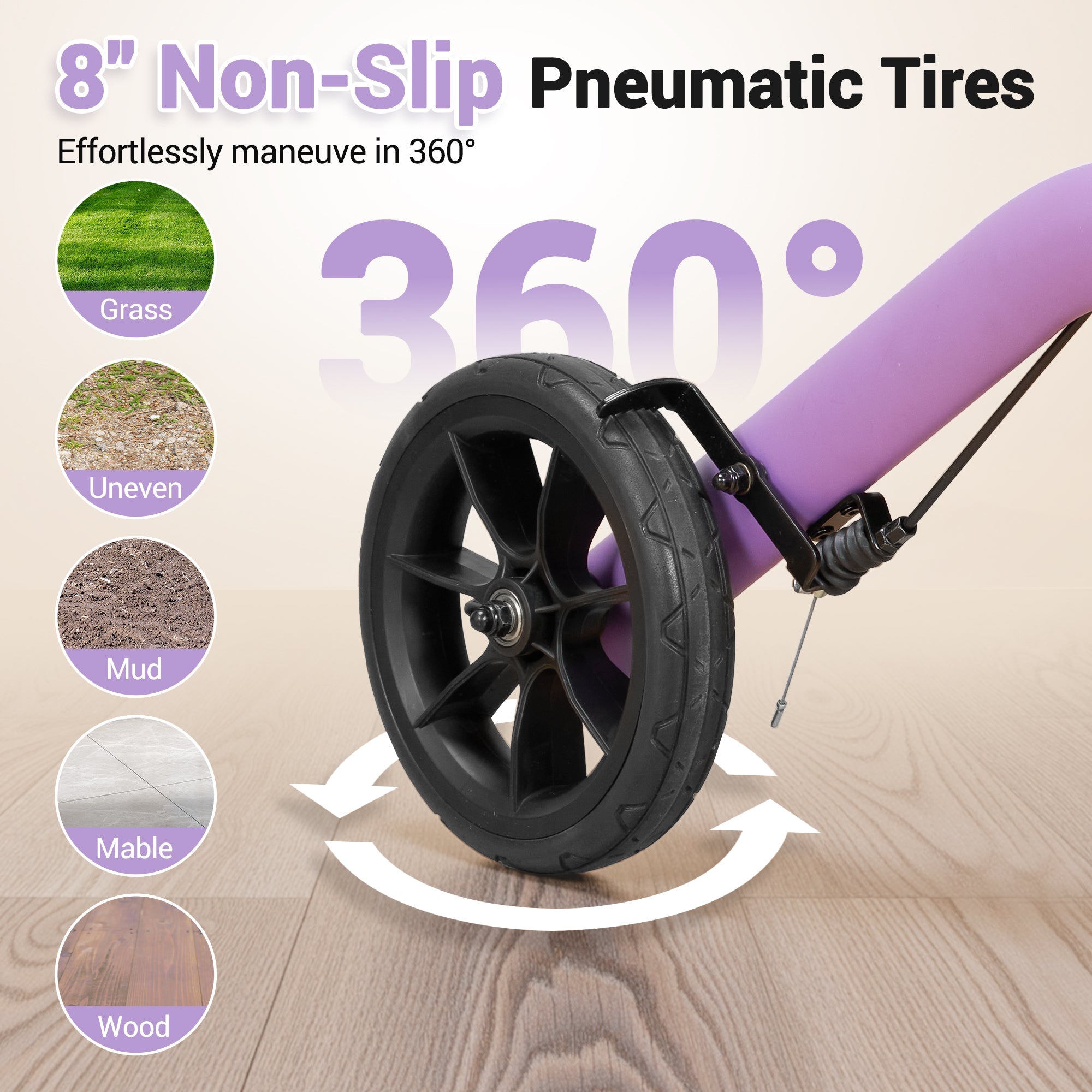 Naipo Rolling Walker with Seat and Brakes,300LBS Foldable Mobility Walking Aid for Seniors,8'' Big Wheels,Rolling Walker with Adjustable Handles - NAIPO