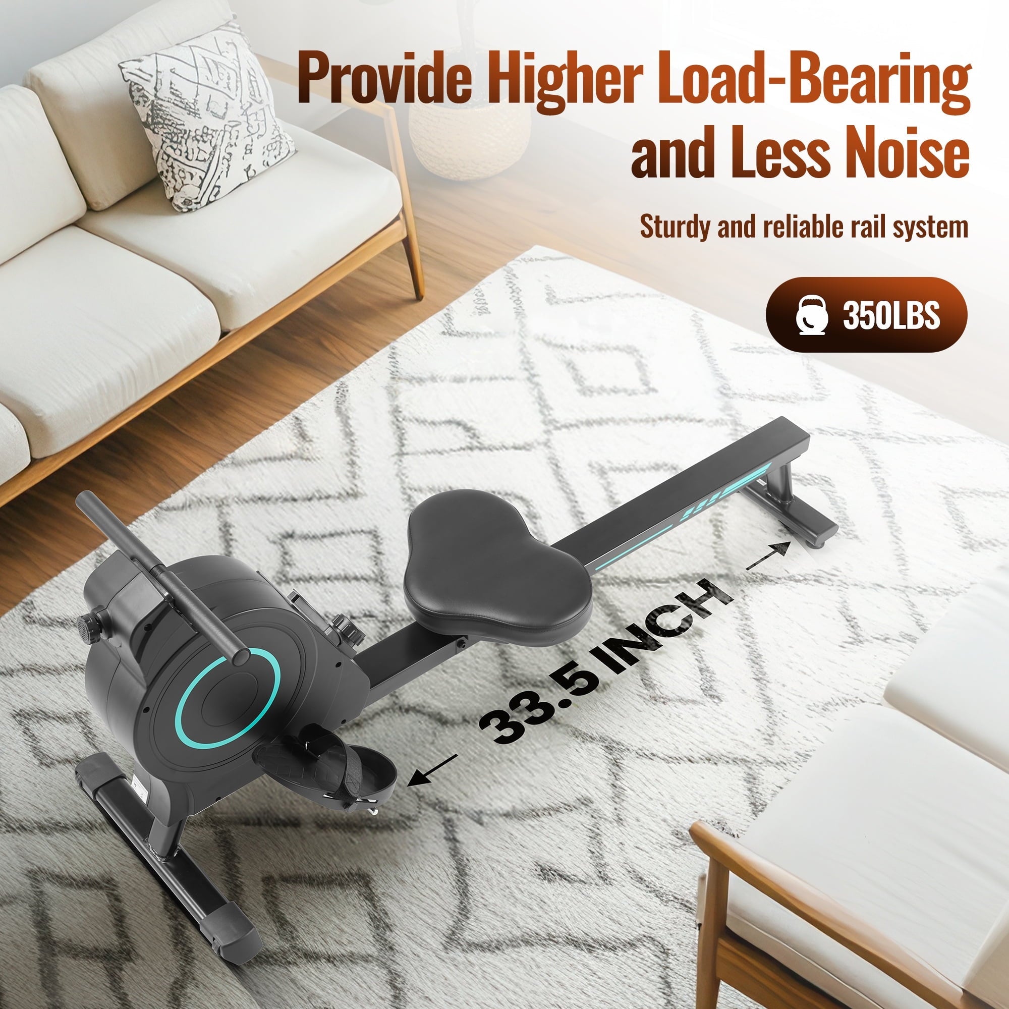 Naipo Rowing Machine Magnetic Cardio Exercise 350lbs Capacity 16 Levels Adjustable Resistance for Home Training - NAIPO