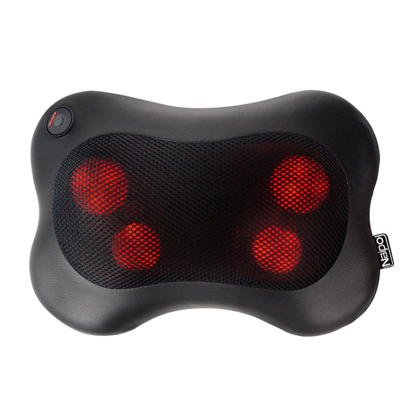 Naipo Shiatsu Pillow Massager MGP-129M with Heat for Back and Neck (Leather Cover)