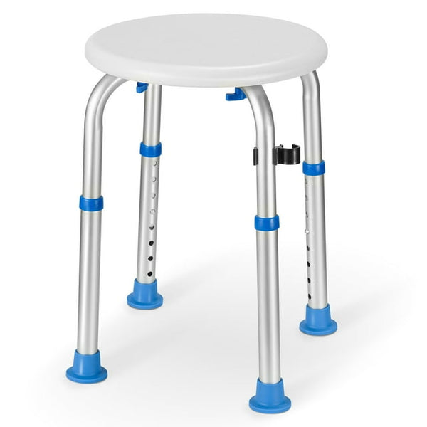 Naipo Shower Chair Bathtub Stool Seat w/ Anti-Slip Rubber, Adjustable Lightweight for Seniors, Disabled, Handicap, Tool-Free Assembly, Blue - NAIPO