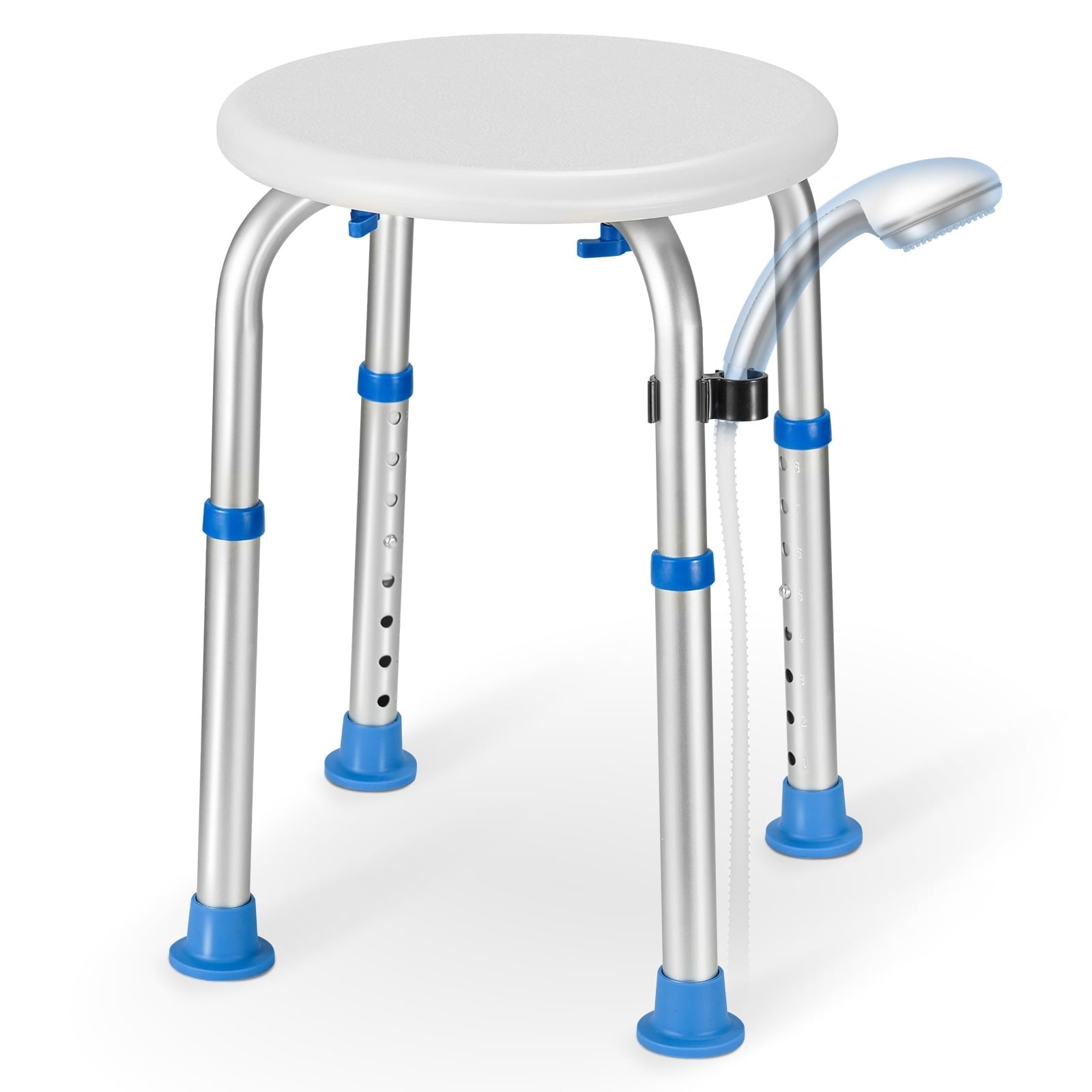 Naipo Shower Chair Bathtub Stool Seat w/ Anti-Slip Rubber, Adjustable Lightweight for Seniors, Disabled, Handicap, Tool-Free Assembly, Blue - NAIPO