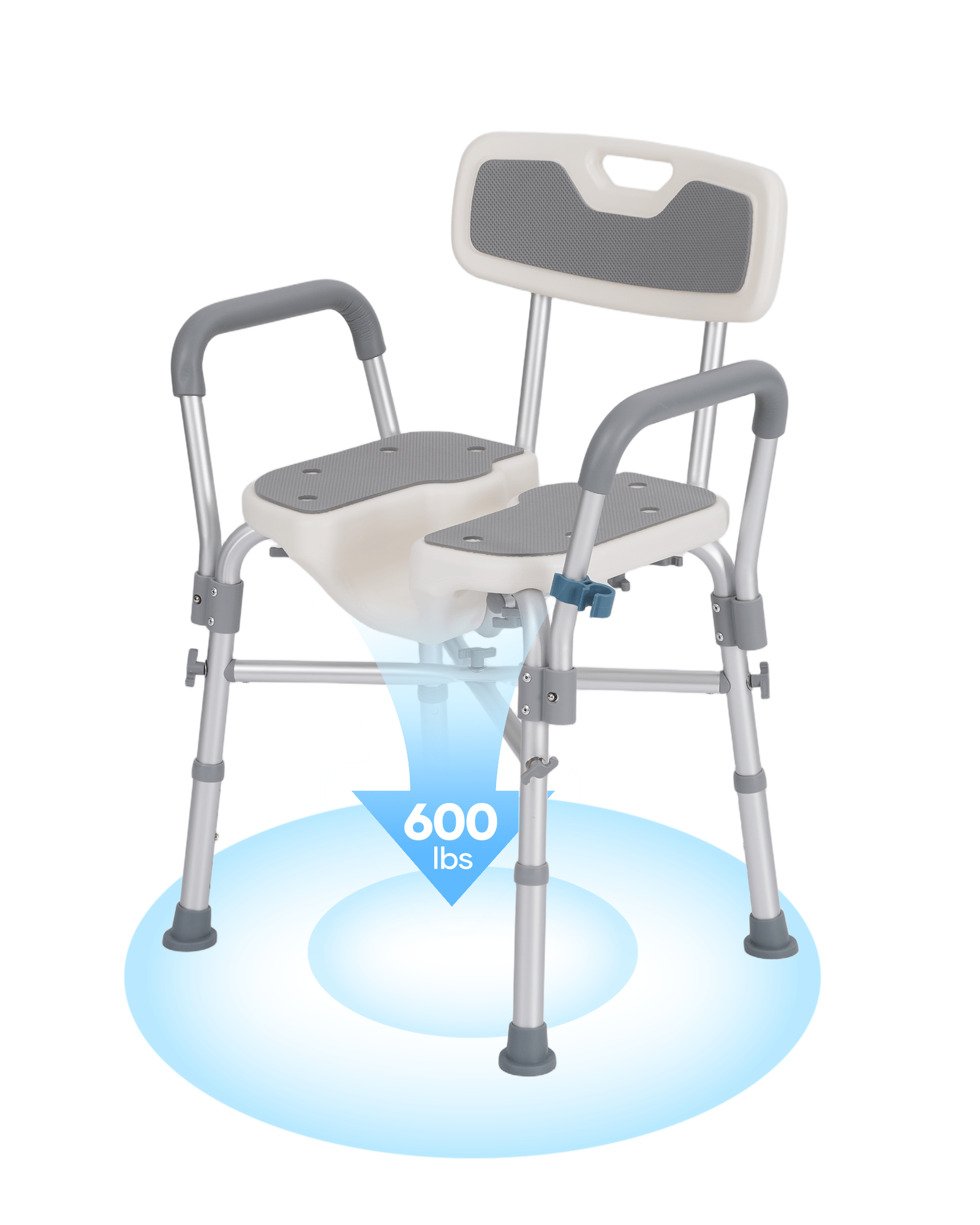 Naipo Shower Chair with Back & Armrests,600lbs Height Adjustable Bath Seat for Inside Shower,Bath Stool Safety Shower Bench with Reinforced Crossing Bar for Elderly,Handicap - NAIPO