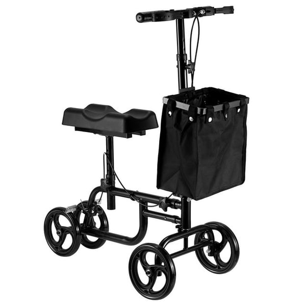 Naipo Steerable Knee Walker Economy Knee Scooter with Dual Braking System & Storage Basket, Crutch Alternative for Foot Injuries, Black - NAIPO
