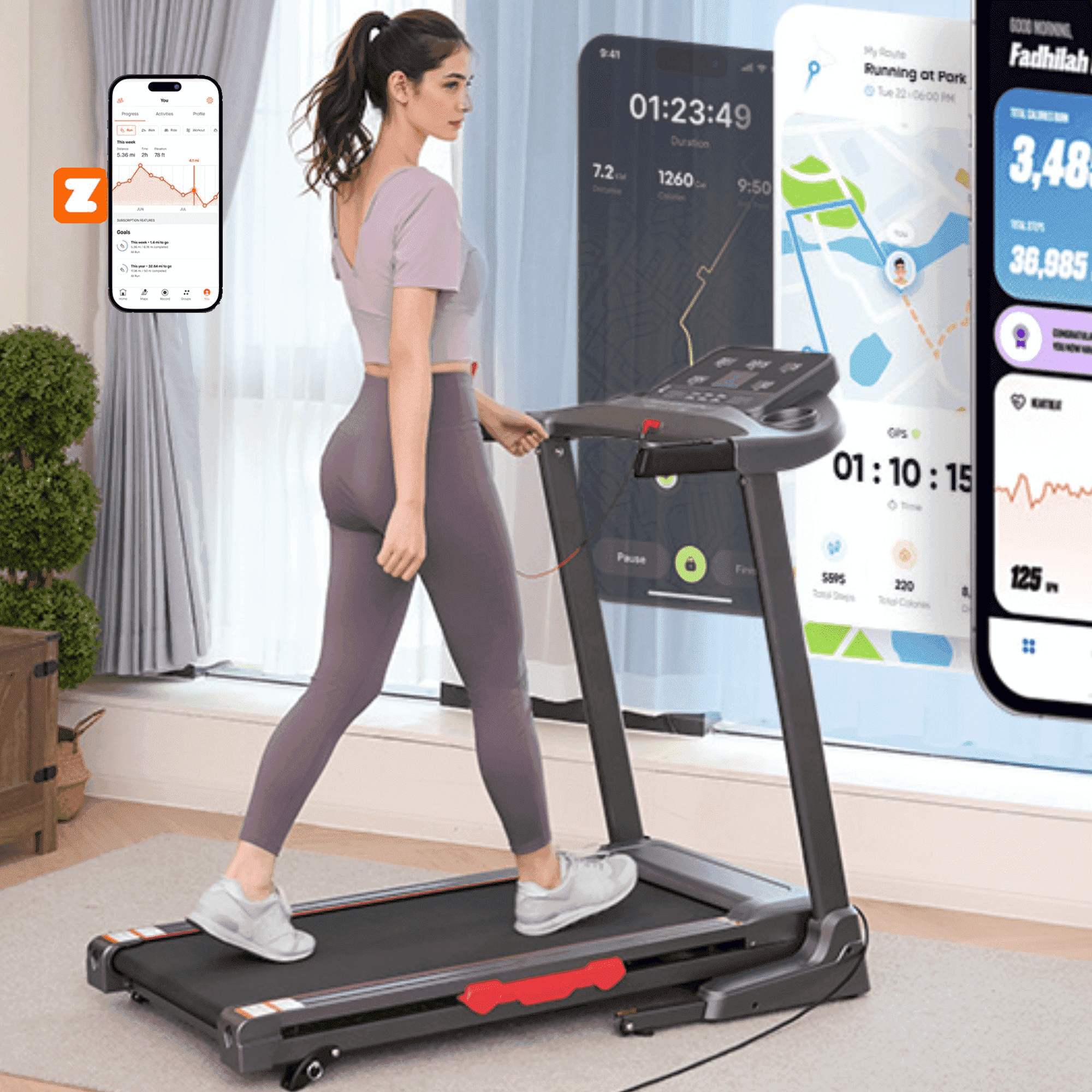 Naipo Treadmill Manual Incline 3Level with Smart APP Foldable 9 mph Running Machine 286LBS Electric Treadmill for Home Gym - NAIPO