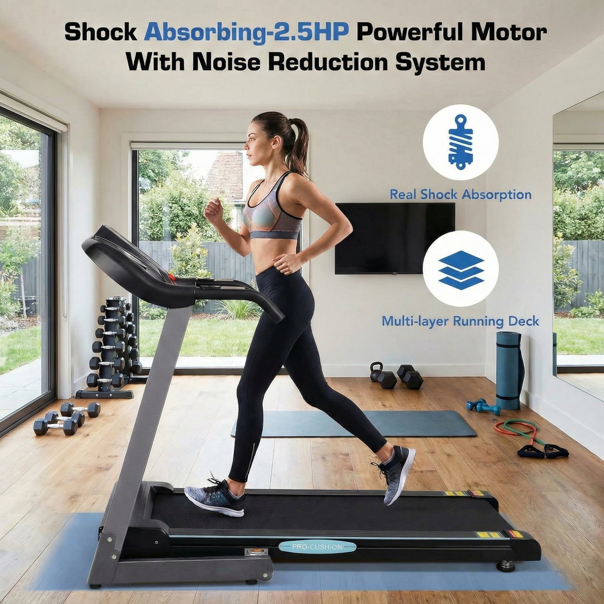 Naipo Treadmill with Auto 12Level Incline 15 Preset Foldable Treadmill 2.5 Horse Power Exercise Machine for Office Workout Gifts for Him - NAIPO