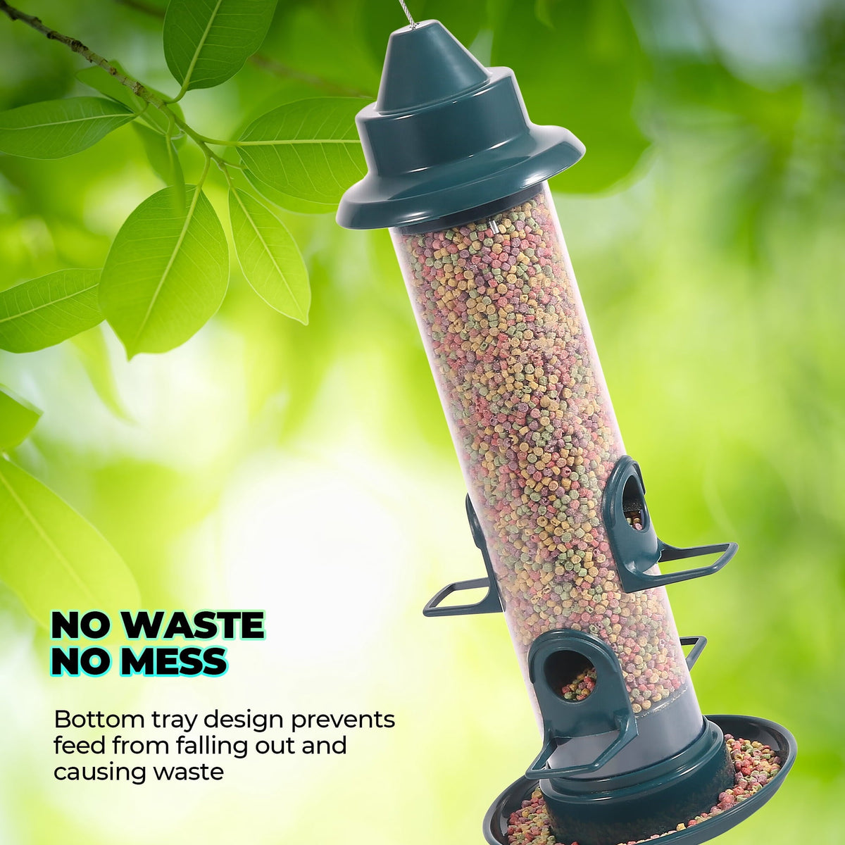 Naipo Tube Bird Feeders for Outdoors Hanging, Squirrel Proof Wild Bird Feeders with 4 Feeding Ports, Attract a Variety of Hummingbird, Garden Yard Decoration - NAIPO