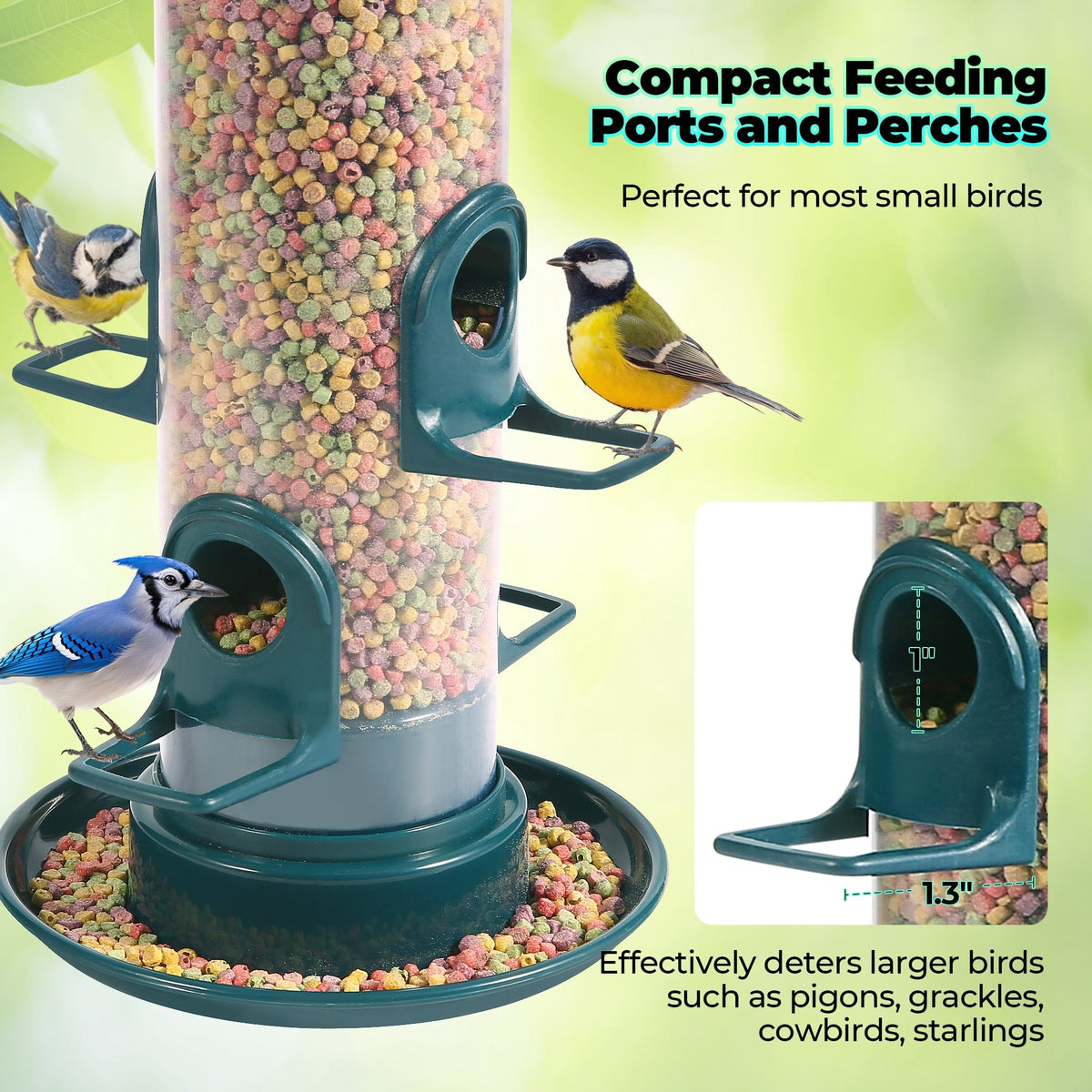 Naipo Tube Bird Feeders for Outdoors Hanging, Squirrel Proof Wild Bird Feeders with 4 Feeding Ports, Attract a Variety of Hummingbird, Garden Yard Decoration - NAIPO