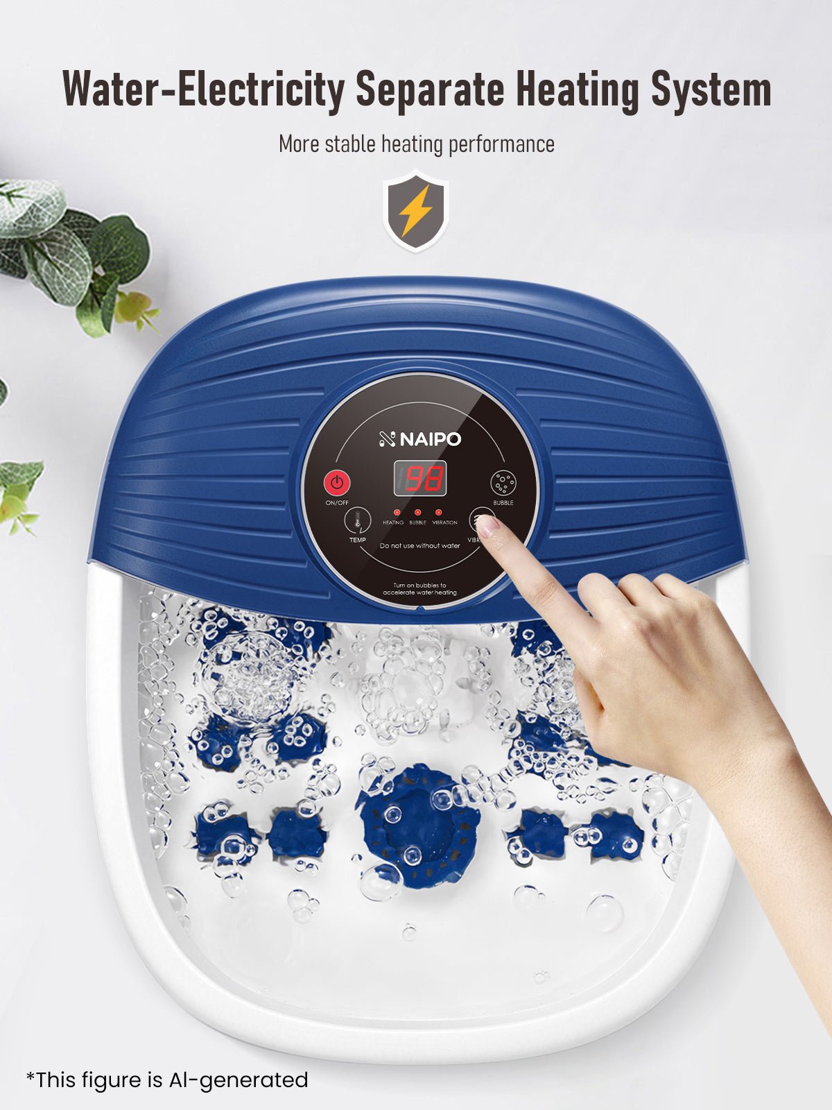 NAIPO XKAM-SPA18 Heated Bubble Foot Spa with Rollers - NAIPO