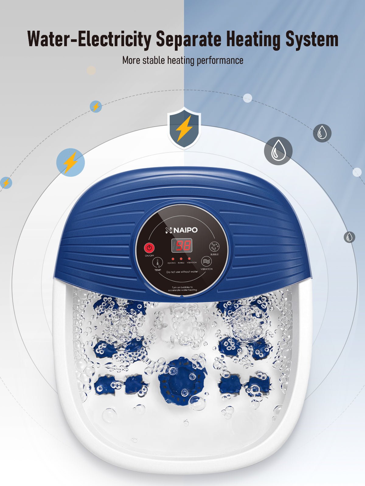NAIPO XKAM-SPA18 Heated Bubble Foot Spa with Rollers - NAIPO