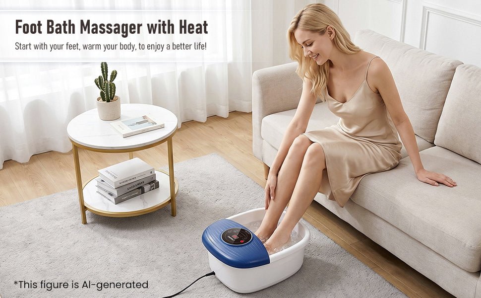NAIPO XKAM-SPA18 Heated Bubble Foot Spa with Rollers - NAIPO