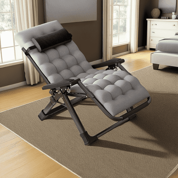 Naipo Zero Gravity Chair, Folding Adjustable Indoor Outdoor Foldable Padded Lounge Chair Reclining Lounge Chair with Removable Cushion, Headrest and Cup Holder, 353lbs - NAIPO