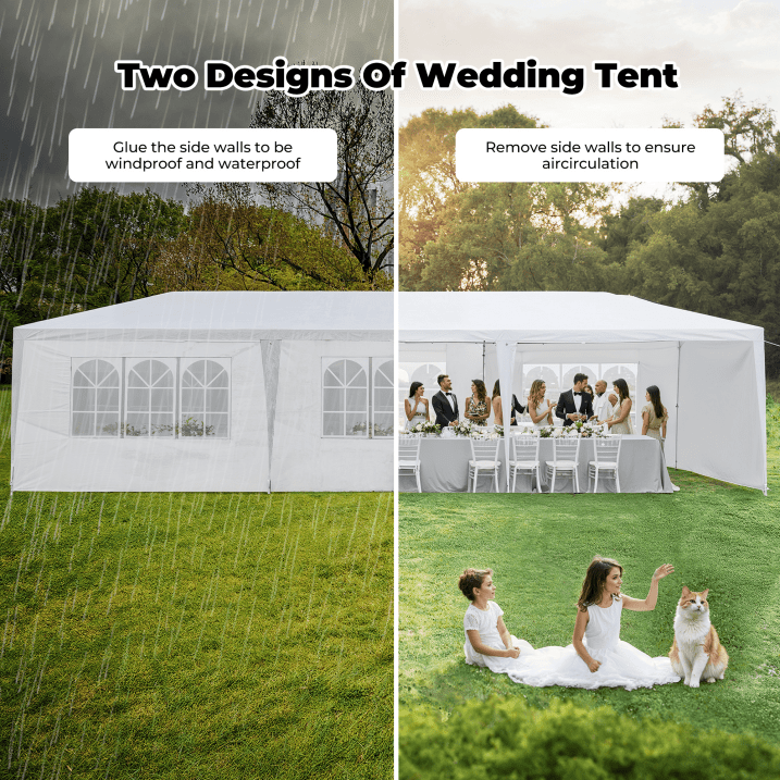 Party Tent 10x30 Canopy Tent with 8 Removable Sidewalls, Commercial Party Tent Event Wedding Canopy UV 50+ with Carrying Bag,Heavy Duty Camping Gazebo Pavilion for Patio,Garden and Backyard,White