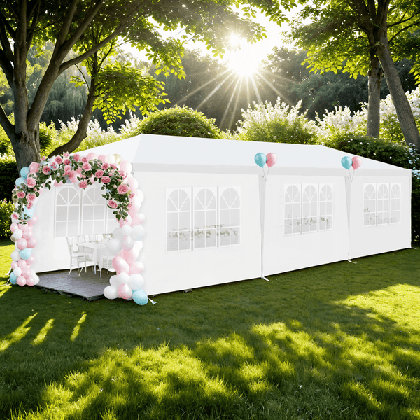 Party Tent 10x30 Canopy Tent with 8 Removable Sidewalls, Commercial Party Tent Event Wedding Canopy UV 50+ with Carrying Bag,Heavy Duty Camping Gazebo Pavilion for Patio,Garden and Backyard,White