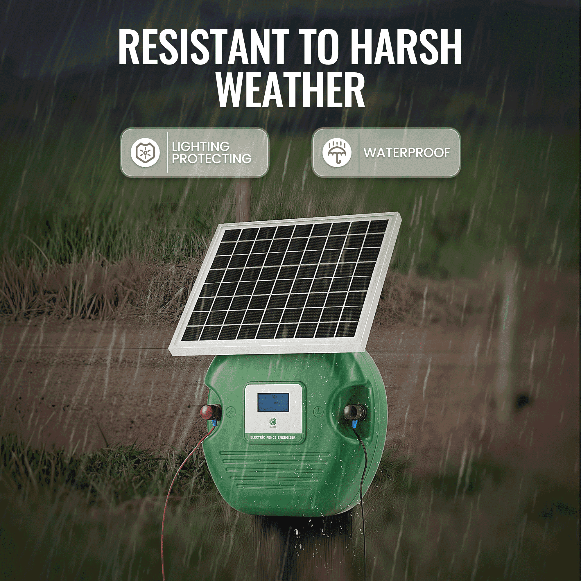 Solar Electric Fence Energizer with 6 Miles Range 0.15 Joule Livestock Fence Charger with 10 W Solar Panel for Livestock Pet Poultry Gardens - NAIPO