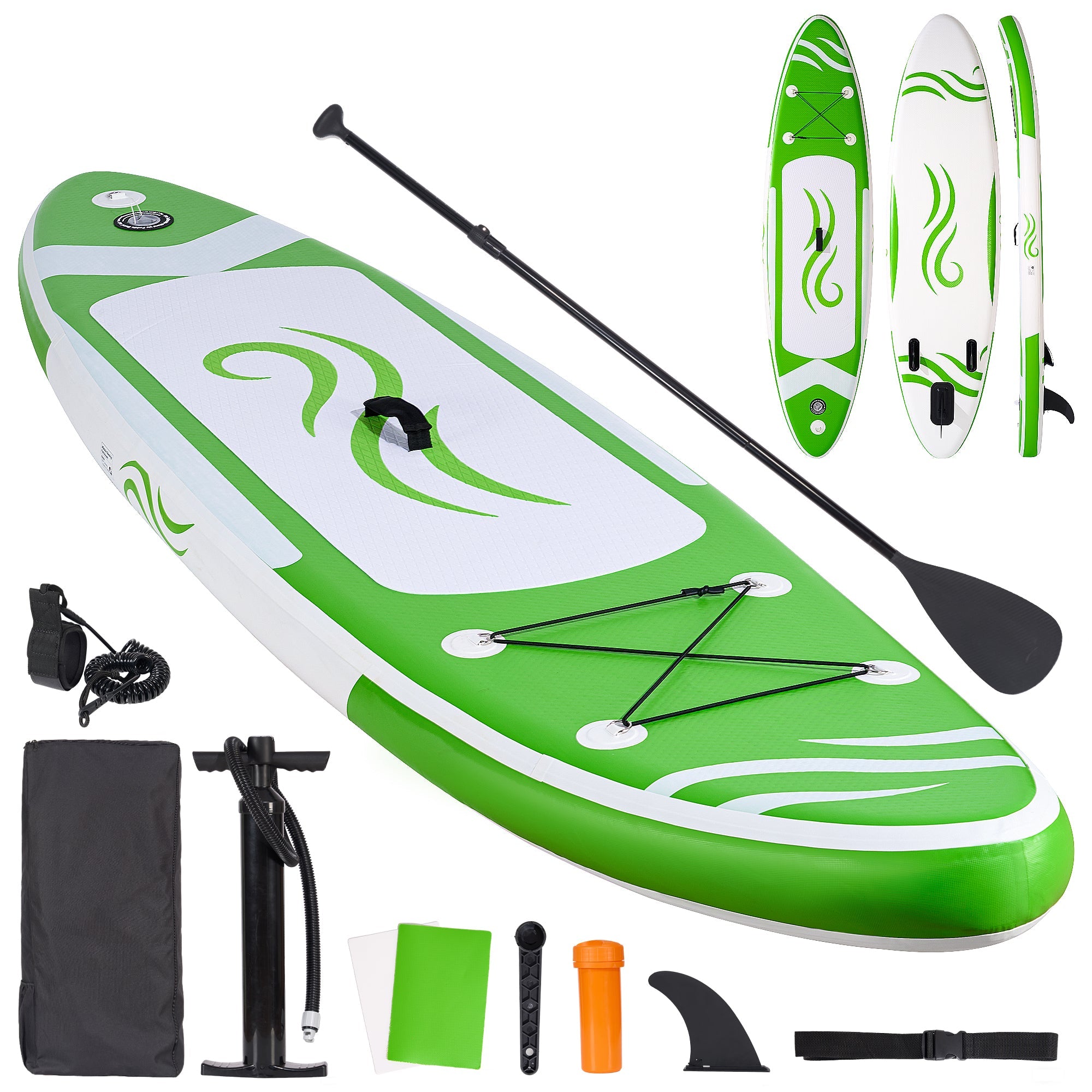 Stand Up Paddle Board Inflatable SUP W Stand-up Paddle Board Accessories Backpack Paddle Leash Pump Non-Slip Deck ISUP Fishing Yoga Rigid Solid 120''× 30