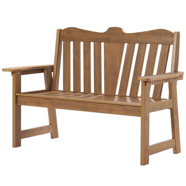 Naipo 2 Person Garden Bench, Outdoor Bench Made of Poly Lumber, 2-Patio Bench Suitable for All Weather, Suit for Garden, Porch and Park