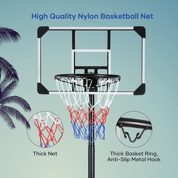 28”Basketball Hoop Basketball Goal 5.8ft-7ft Height Adjustable Basketball Court for Kid & Adult Indoor Outdoor Use - NAIPO