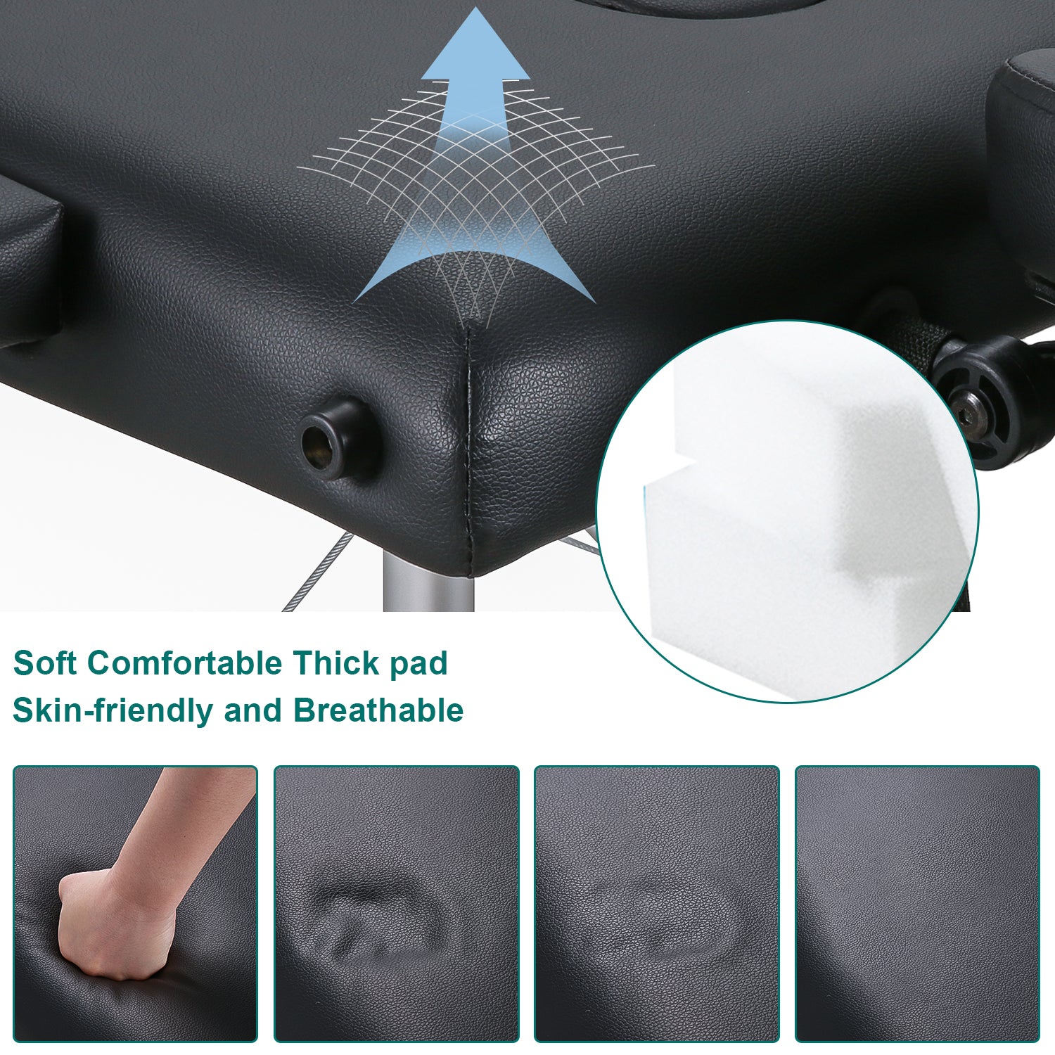 Naipo Portable Massage Table 84 Inch Massage Bed Wide SPA Lash Bed Tattoo Bed Height Adjustable 2 Fold Aluminum Weight Capacity 496LB, Black Promotion