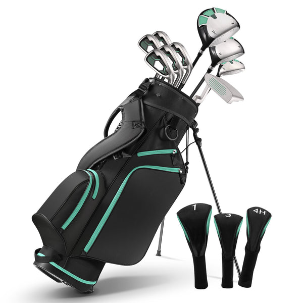 Complete Golf Clubs Package 13 Club Set Includes 9 Club Set for Men Woman Right Handed, True Temper Steel Shafts, Putter, Stand Bag & 3 H/C's Bonus Head - NAIPO