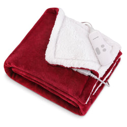 Electric Blanket Heated Throw Flannel & Sherpa Fast Heating Blanket 50" x 60", ETL Certification with 6 Heating Levels & 5 Auto-Off Timing Settings, Home Use & Machine Washable, Red & White--Wholesale--US - NAIPO