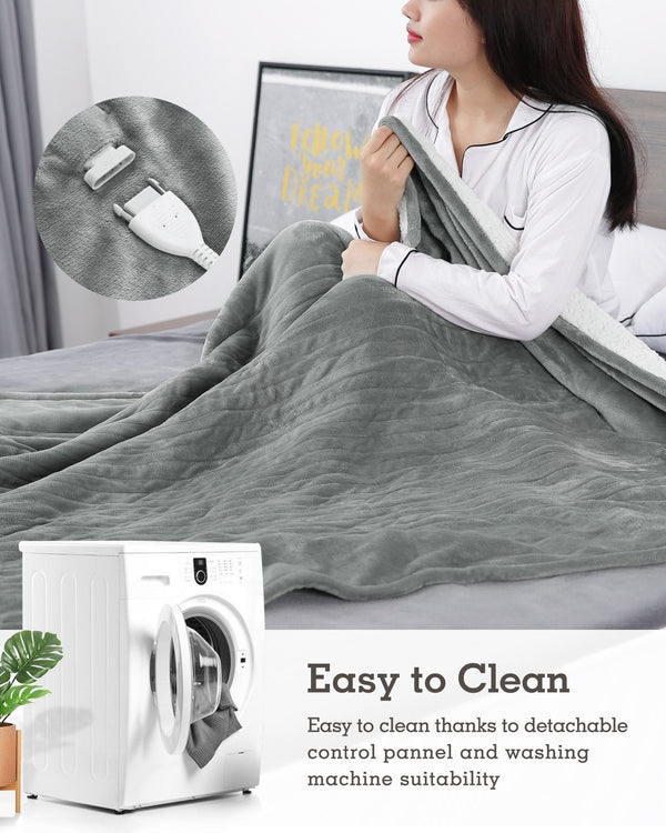 Electric Blanket Heated Throw Flannel & Sherpa Reversible Fast Heating Blanket 50" x 60", ETL Certification with 6 Heating Levels & 8 Hours Auto Off, Home Office Use & Machine Washable--Wholesale--US - NAIPO