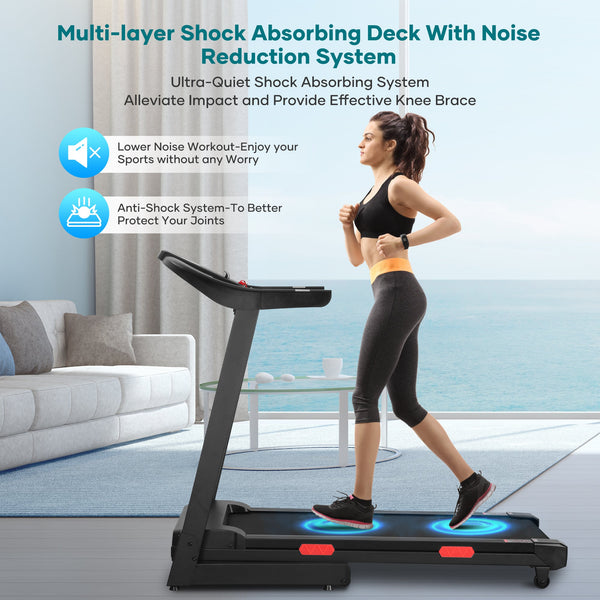 Electric Folding Treadmill 2.5HP Power for Home with 3 Levels of Manual Incline 0.5HP-8.5MHP Speed Easy Assembly LCD Display 15 Preset Training Programs - NAIPO