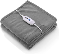 Electric Heated Blanket 62'' x 84'' Electric Blanket for Whole Body Warming, ETL and FCC Certification Fast Heating with 4 Heating Levels & 10 Hours Auto-Off, Machine Washable, Grey - NAIPO