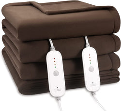 Electric Heated Blanket Queen Size 84" x 90" with Dual Controllers 4 Heating Levels & 6 Hours Auto Shut Off, and Fast Heating, Electric Blanket for Home Use, Machine Washable - NAIPO