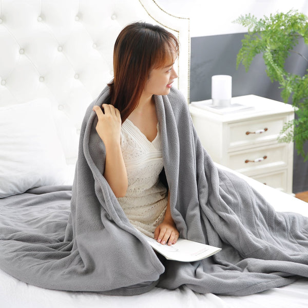Electric Heated Blanket Twin Size 62'' x 84'' Polar Fleece Full Body Warming Premium Microfiber Sofa Blankets with Auto-Off 4 Temperature Settings Overheating Protection--Wholesale--US - NAIPO